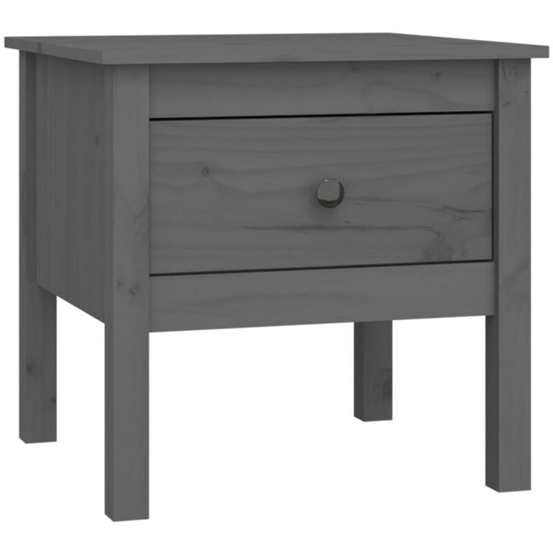 foto del prodotto d coshop26 comodino con cassetto 50 x 50 x 49 cm in legno massello di pino grigio dec032443