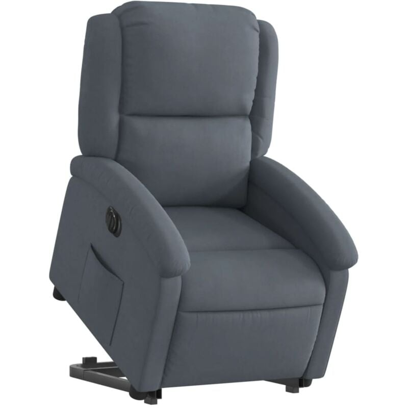 foto del prodotto d coshop26 comodissima poltrona relax tv con funzione di sollevamento elettrico in velluto grigio scuro dec028370
