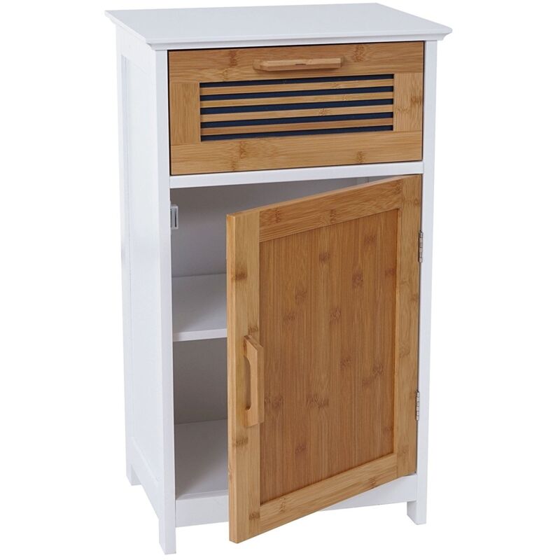 foto del prodotto d coshop26 comodo mobile da bagno con cassetto e ripiano in mdf e bamb sdb04032