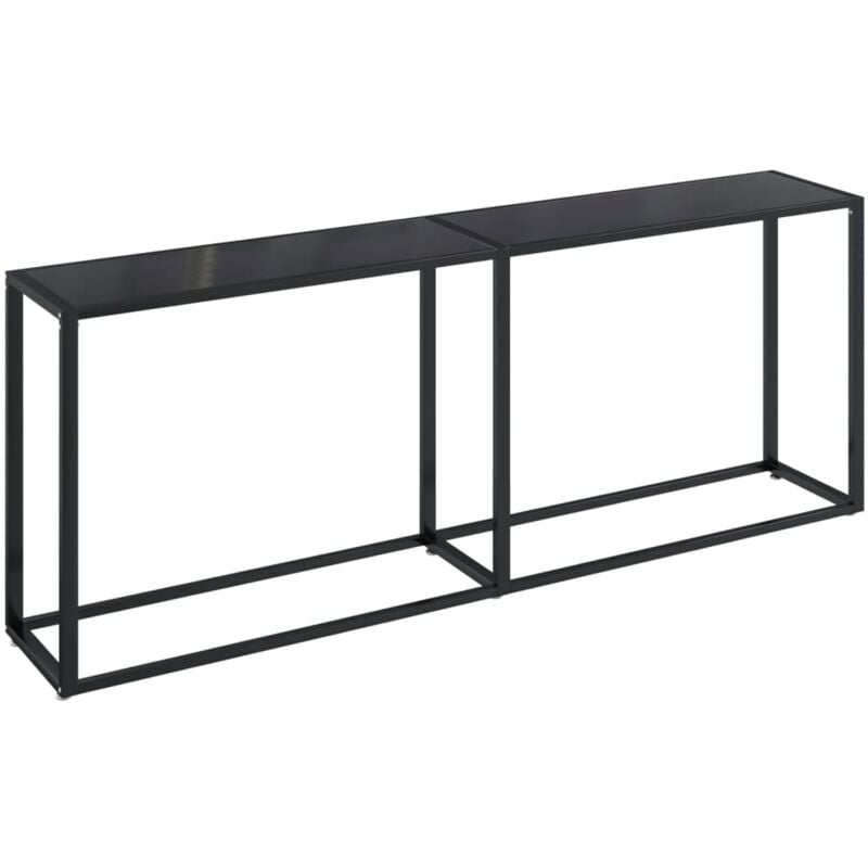 foto del prodotto décoshop26 - consolle da ingresso funzionale ed elegante 200 x 35 x 75,5 cm vetro temperato nero e acciaio dec032135