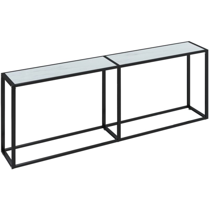 foto del prodotto d coshop26 consolle da ingresso funzionale ed elegante 220 x 35 x 75,5 cm vetro temperato bianco e acciaio dec032032