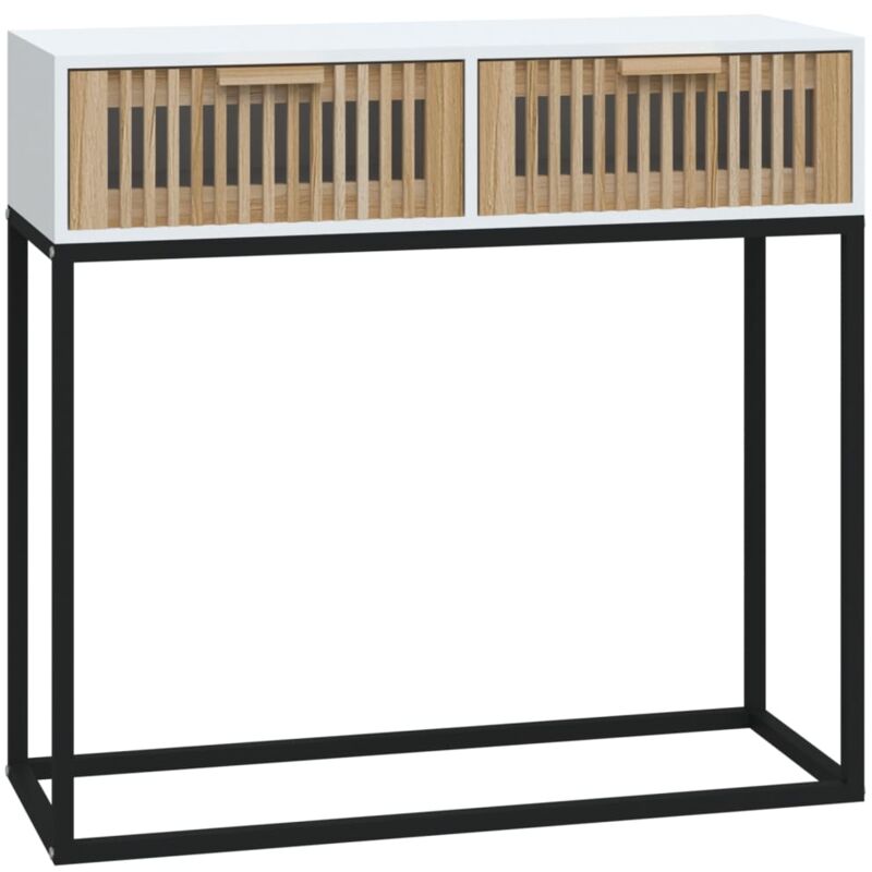foto del prodotto d coshop26 consolle da ingresso funzionale ed elegante con cassetti 80 x 30 x 75 cm derivati del legno e ferro dec031714