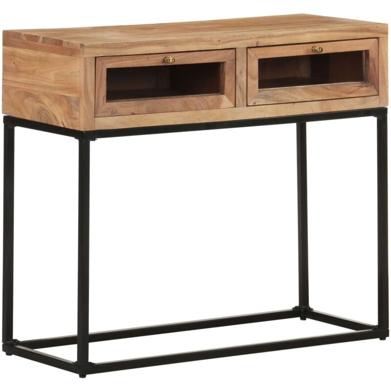foto del prodotto décoshop26 - consolle da ingresso funzionale ed elegante con cassetti 90 x 35 x 76 cm legno di acacia e acciaio dec031594