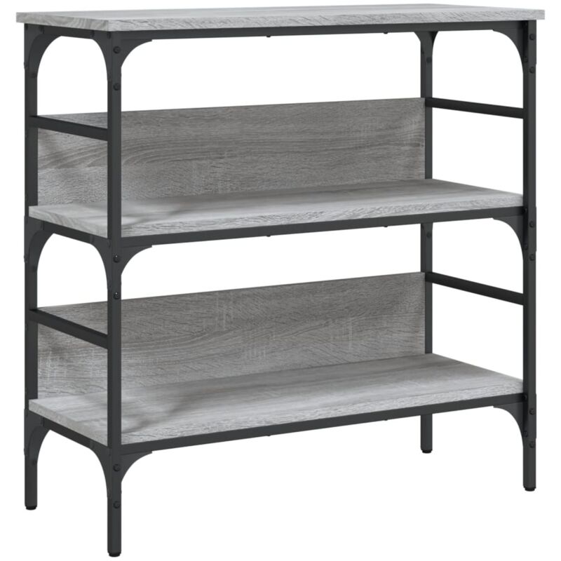 foto del prodotto d coshop26 consolle da ingresso funzionale ed elegante con ripiani 75 x 32 x 75 cm multistrato grigio e metallo dec032240