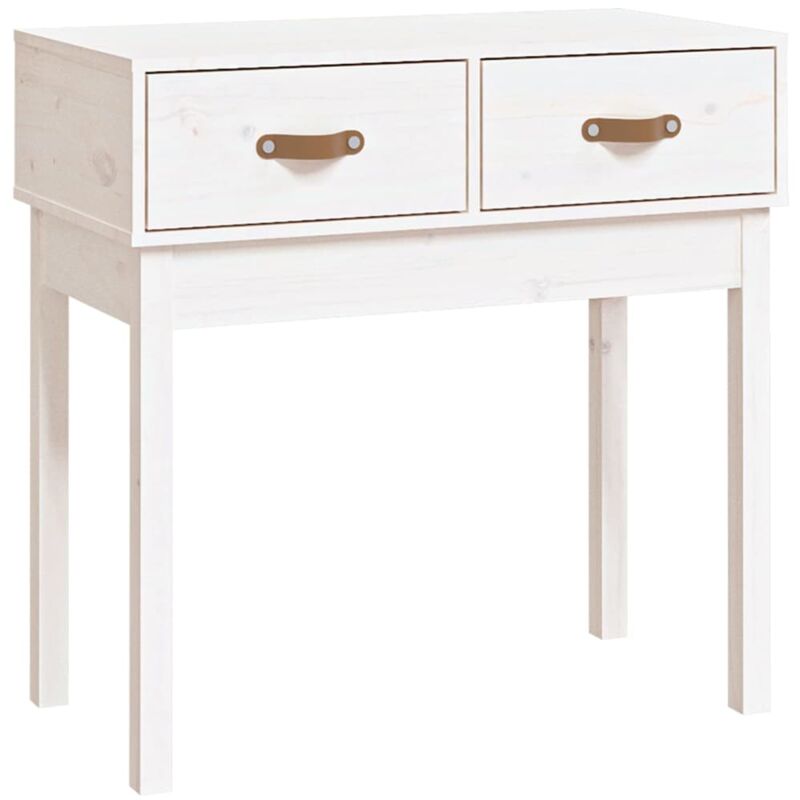 foto del prodotto d coshop26 consolle da ingresso moderna con cassetti 76,5 x 40 x 75 cm in legno massello di pino bianco dec031712
