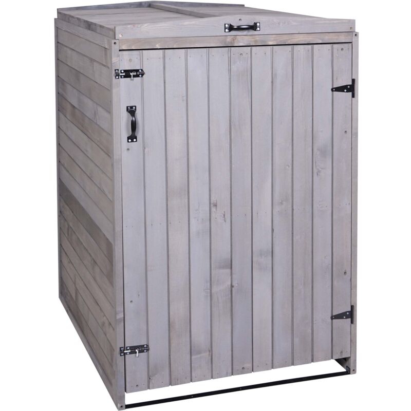 foto del prodotto d coshop26 copertura per pattumiera adatta per due contenitori normali o un contenitore grande 126 x 80 x 98 cm mvg legno grigio antracite 040007001