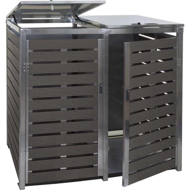 foto del prodotto d coshop26 copri cestino con serratura copri cestino con serratura 117x144x102 cm wpc acciaio inox antracite 040006087