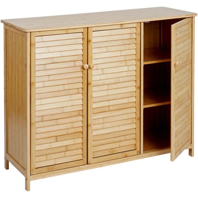 foto del prodotto d coshop26 credenza cassettiera 3 ante chiusura magnetica in bamb 81x97x34 cm 040005984
