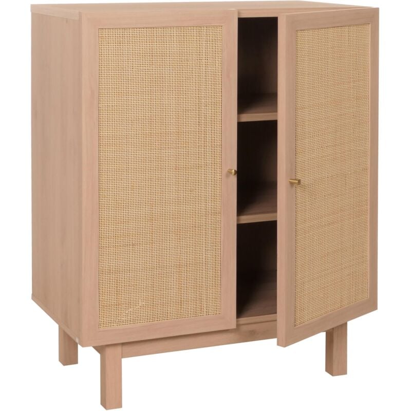 foto del prodotto d coshop26 credenza con 3 scomparti in legno massello mango kubu rattan 98 x 79 x 42 cm naturale 04000598