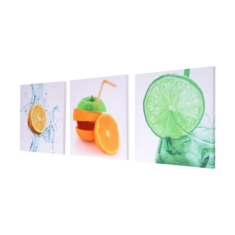 foto del prodotto d coshop26 decorazione murale quadri con frutta su tela kit da 3 pezzi 150x50cm dec04050