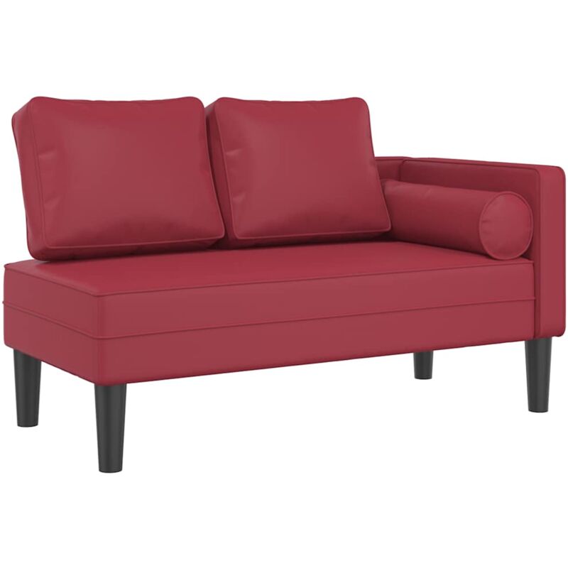 foto del prodotto d coshop26 divano chaise longue daybed per interni con cuscini in pvc rosso bordeaux dec026095