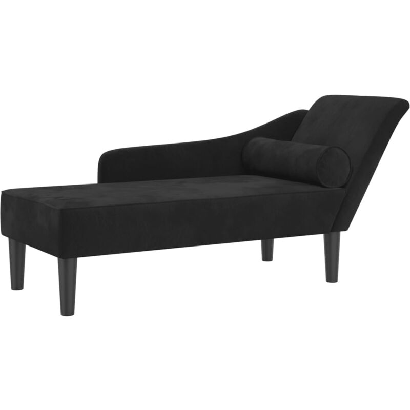 foto del prodotto d coshop26 divano chaise longue daybed per interni con cuscini in velluto nero dec026091