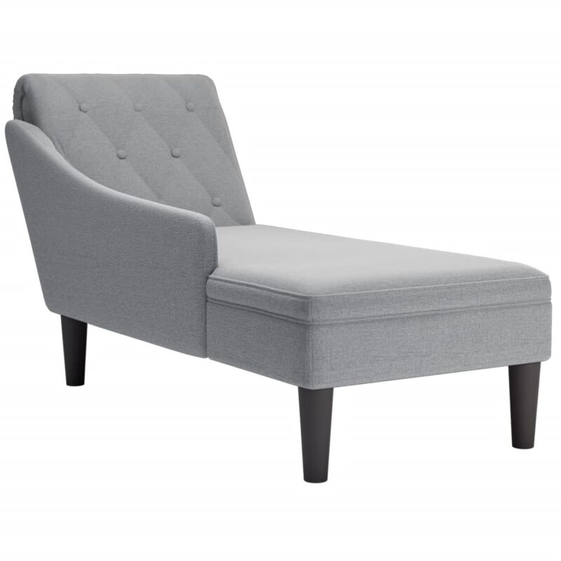 foto del prodotto d coshop26 divano chaise longue daybed per interni con cuscino e bracciolo destro in tessuto grigio chiaro dec026255
