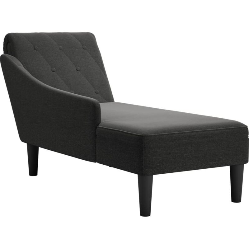 foto del prodotto d coshop26 divano chaise longue daybed per interni con cuscino e bracciolo destro in tessuto nero dec026260