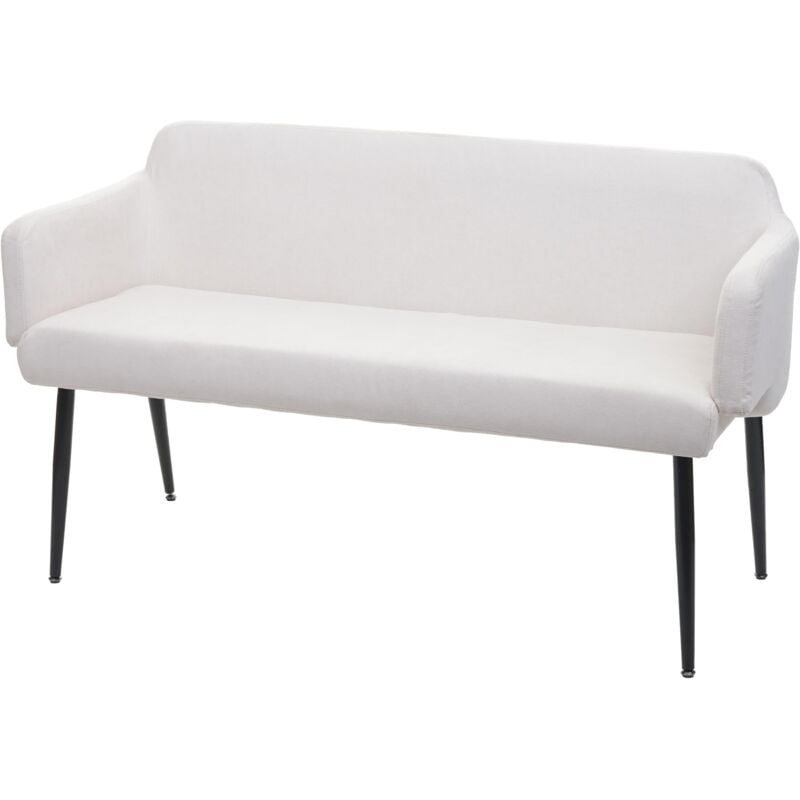 foto del prodotto décoshop26 - divano panca sala da pranzo con schienale e braccioli in tessuto bianco panna 133 cm 040005865