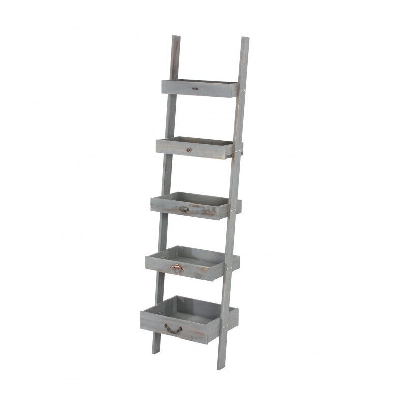 foto del prodotto d coshop26 fioriera con mensola a scala vintage grigia 169x43x32 cm eta04012