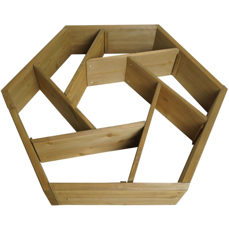 foto del prodotto d coshop26 fioriera fioriera aiuola 7 scomparti quadrati 100 x 87 cm da esterno in legno di abete marrone 040007222