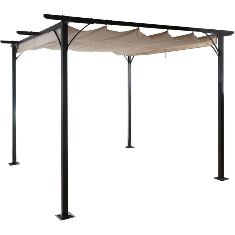 foto del prodotto d coshop26 gazebo da giardino pergola telaio stabile 6 cm tetto apribile 3x3 m crema 040004114