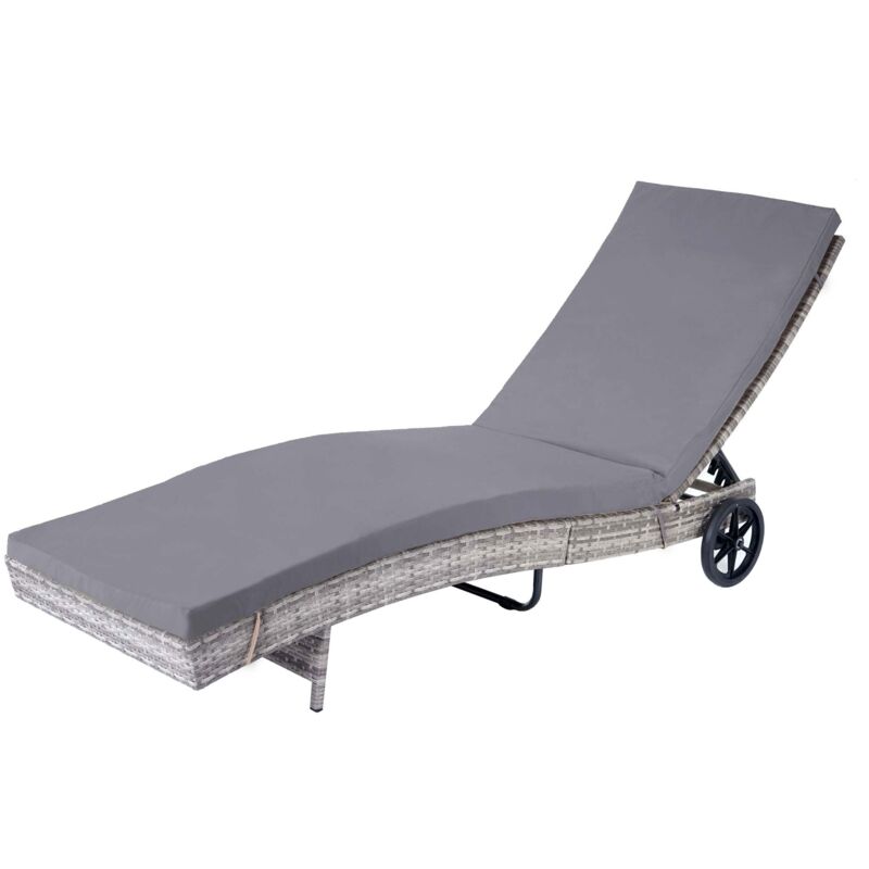 foto del prodotto d coshop26 lettini prendisole sedia a sdraio da giardino in polyrattan grigio cuscino grigio scuro 040002399