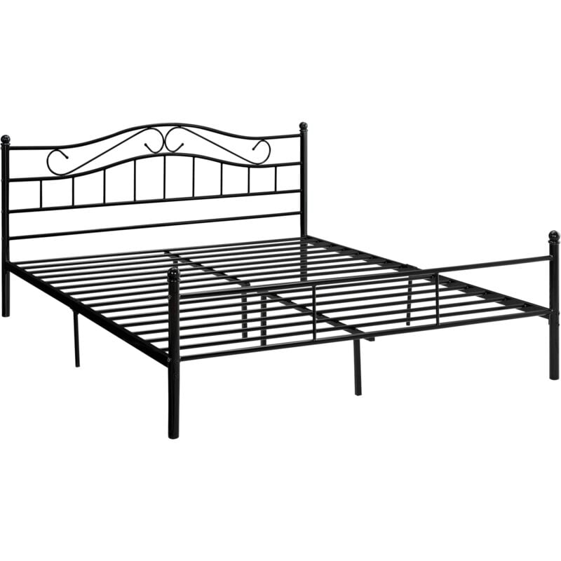 foto del prodotto d coshop26 - letto matrimoniale con struttura in acciaio verniciato nero con rete in metallo 160 x 200 cm 030002671