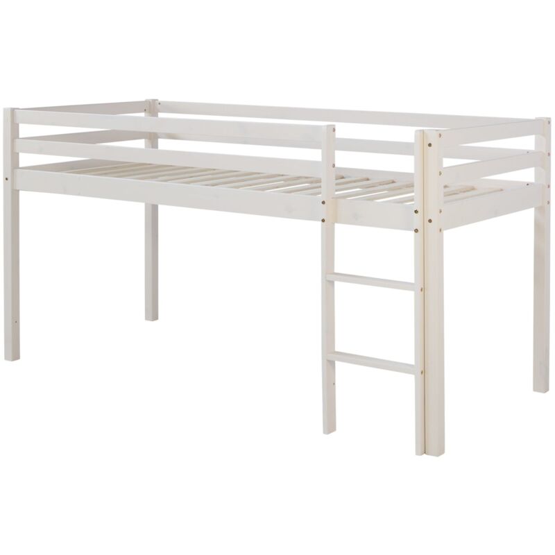 foto del prodotto d coshop26 - letto soppalco a mezza altezza 90x200cm con scaletta in legno bianco lit06201