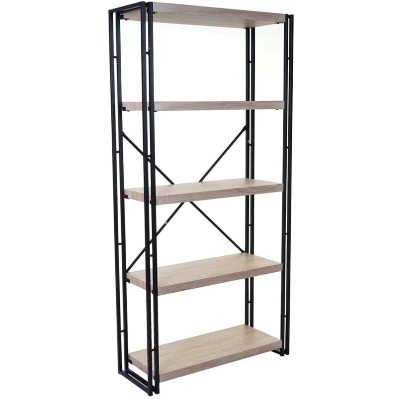 foto del prodotto d coshop26 libreria scaffale portaoggetti decorazione soggiorno 165x80 cm 5 livelli aspetto rovere 040001324