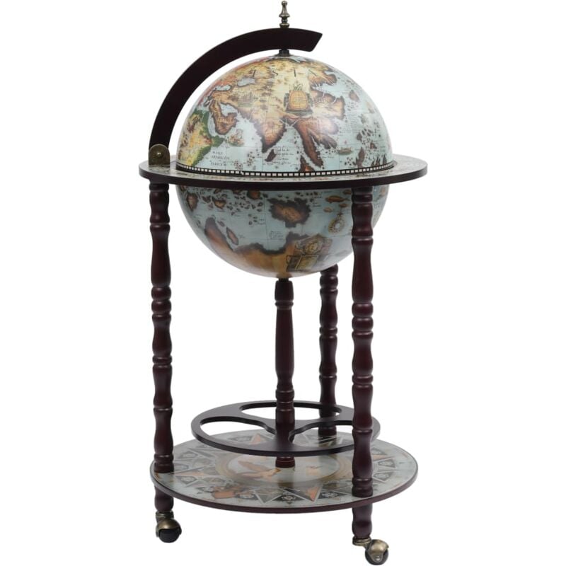 foto del prodotto décoshop26 - mappamondo bar a forma di globo in legno di eucalipto blu blu dec024442