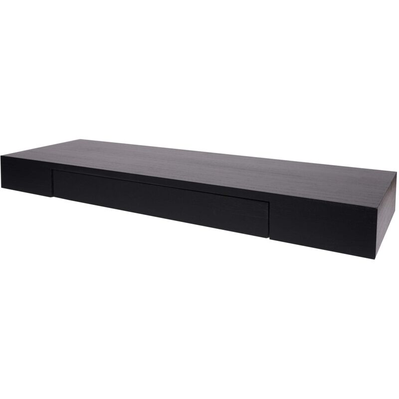 foto del prodotto d coshop26 mensola a muro mensola sospesa con cassetto in legno massello 8x80x25cm nero 040005152