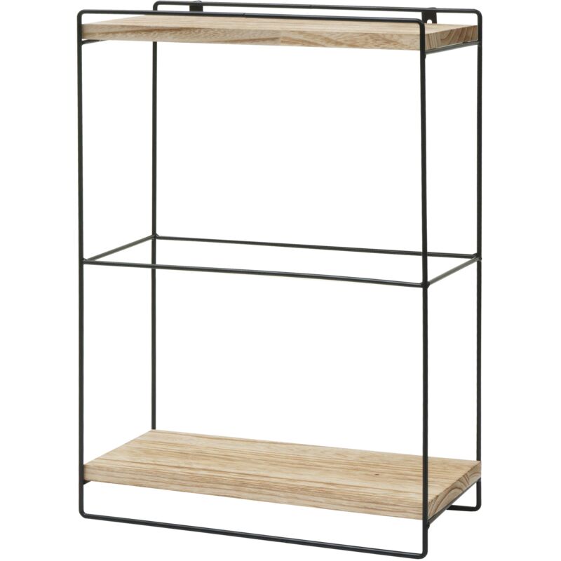foto del prodotto d coshop26 mensola da cucina sospesa design industriale 2 ripiani 50x35x17 cm in legno chiaro e metallo 040008671