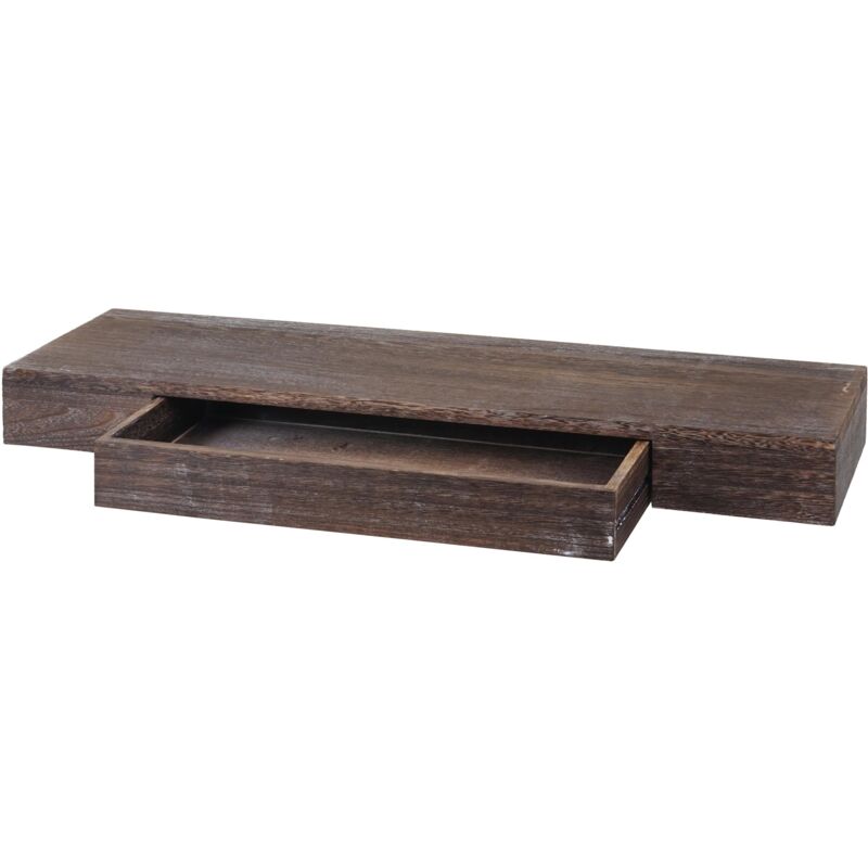 foto del prodotto d coshop26 mensola da parete con cassetto portaoggetti 8x80x25 cm in legno invecchiato marrone 040008653