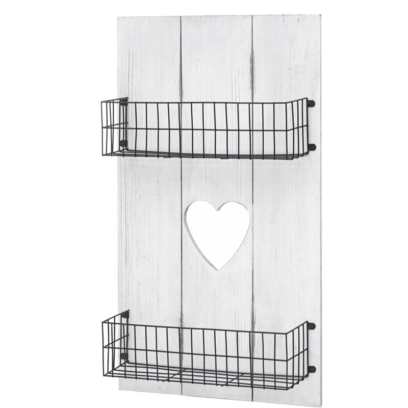 foto del prodotto d coshop26 mensola da parete con cestelli portaoggetti in legno bianco invecchiato 70x40x10cm 040005179