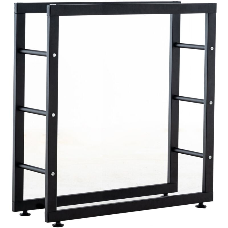 foto del prodotto d coshop26 mensola porta legna, supporto legna da camino 25x80x80 cm metallo nero opaco dec10029