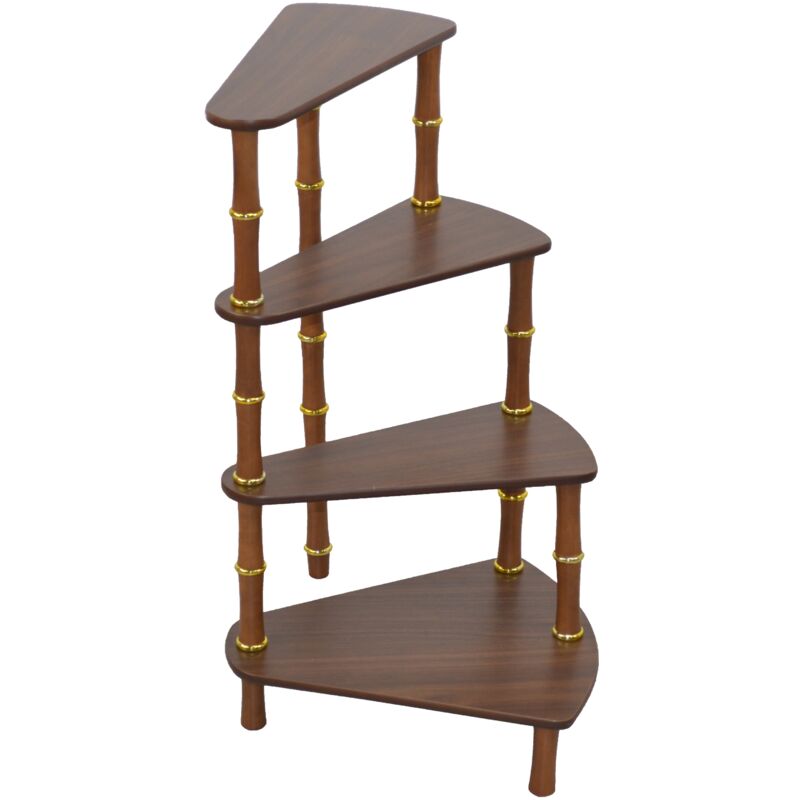 foto del prodotto d coshop26 mensola porta piante decorativa scala a 4 livelli in legno color noce eta05027