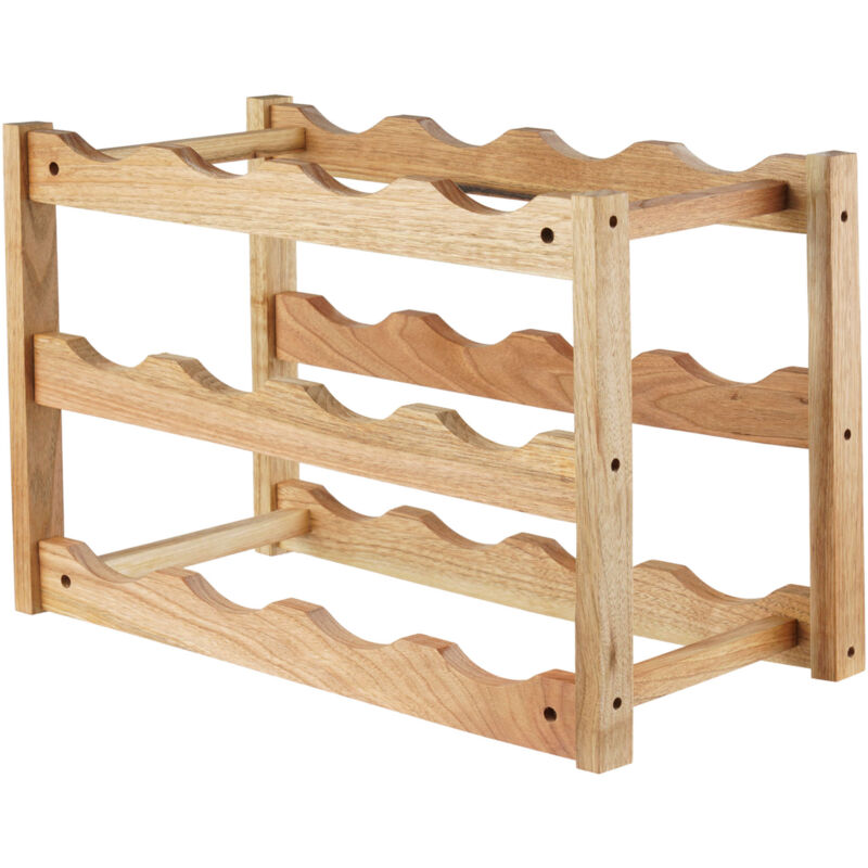 foto del prodotto d coshop26 mensola portabottiglie per 12 bottiglie in legno di noce 100003815