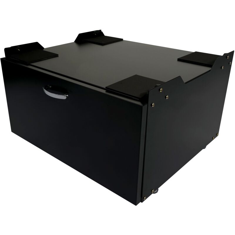 foto del prodotto d coshop26 mobile basso per lavatrice con cassetto 33 x 61 x 52 cm mdf e acciaio nero 040007835