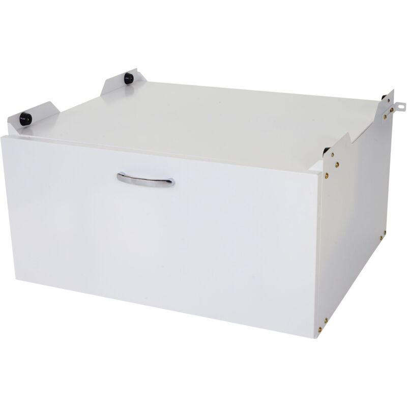 foto del prodotto d coshop26 mobile basso per lavatrice con cassetto 33 x 61 x 62 cm mdf e acciaio bianco 040007837