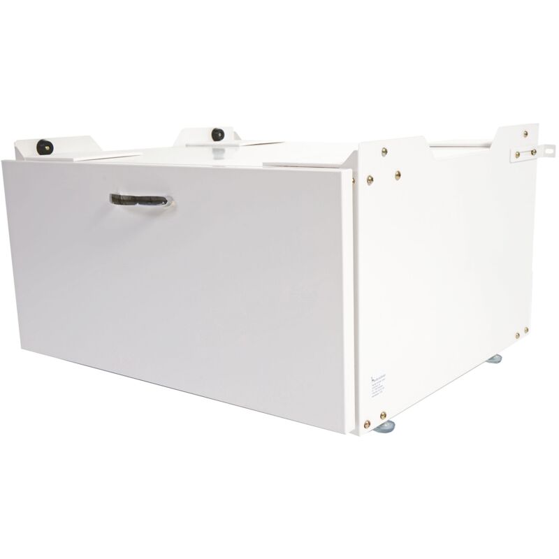 foto del prodotto d coshop26 mobile basso per lavatrice con cassetto con cassetto 33 x 61 x 52 cm mdf e acciaio bianco 040007833