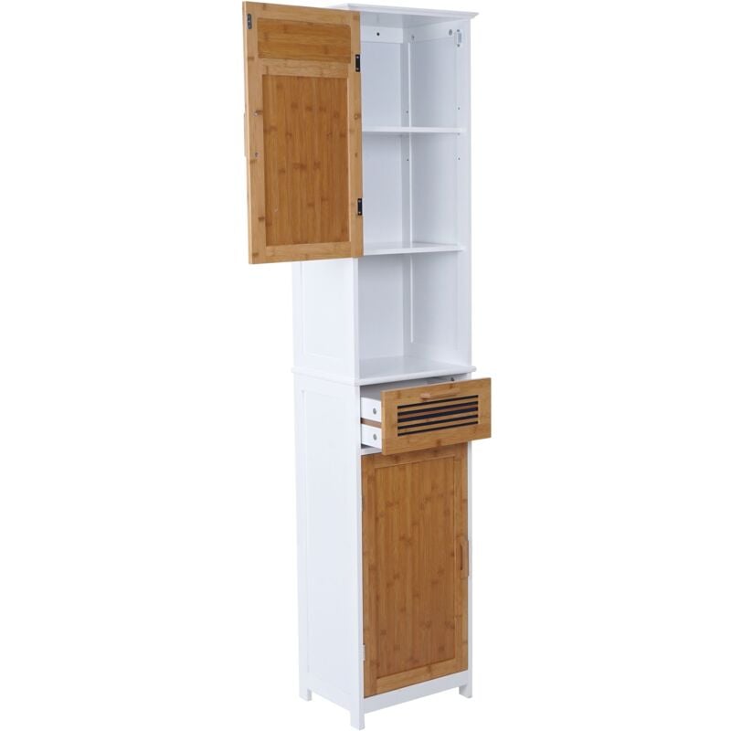 foto del prodotto d coshop26 mobile da bagno alto con mensola in bamb 180x40x31 cm bianco 040001506