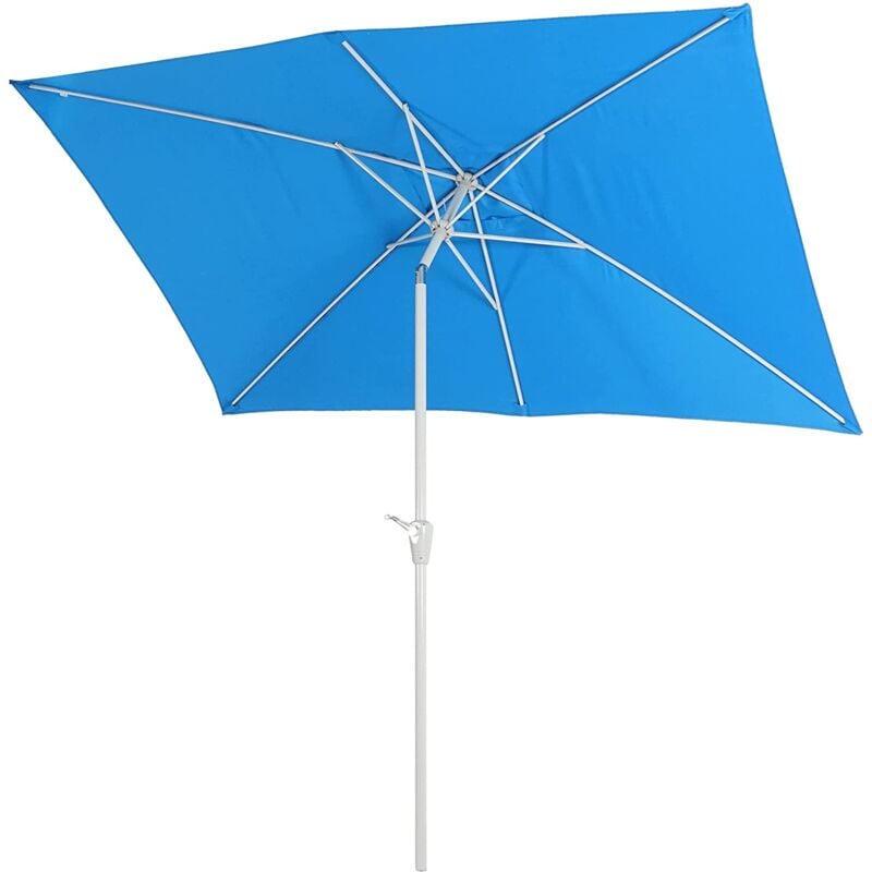 foto del prodotto d coshop26 ombrellone da giardino 2x3m rettangolare inclinabile poliestere alluminio 4,5kg blu 040003890