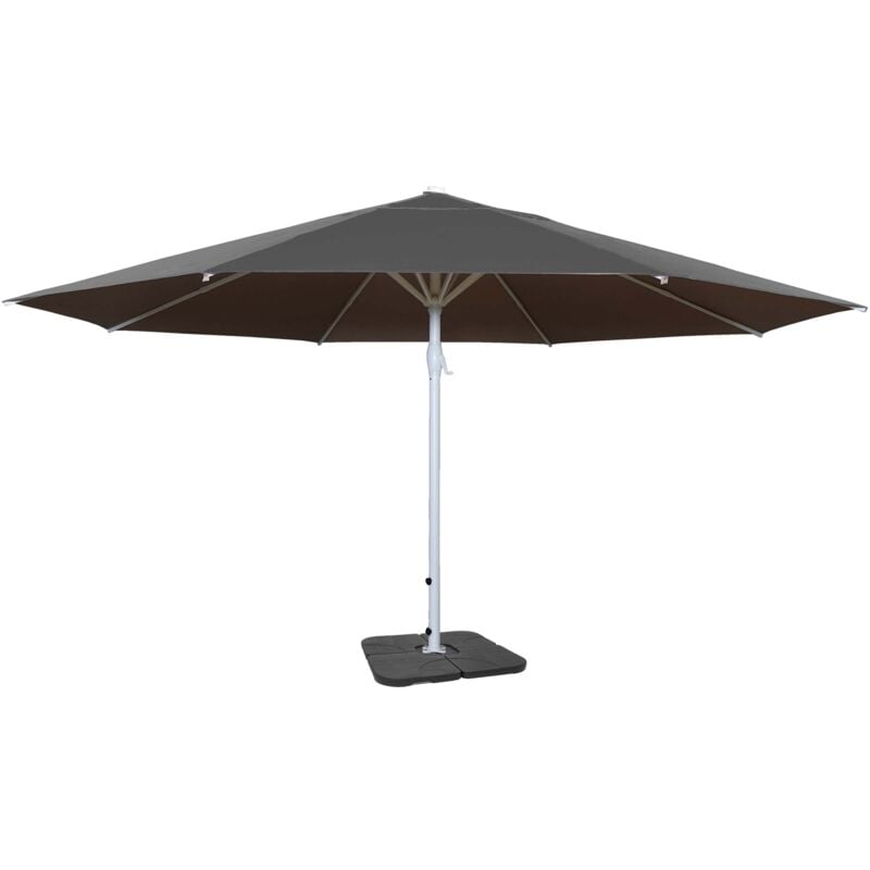 foto del prodotto d coshop26 ombrellone da giardino da esterno 5m poliestere alluminio bianco palo 28kg antracite con piede 040003853