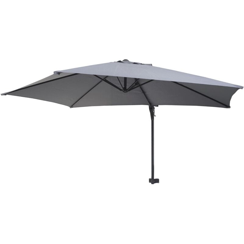 foto del prodotto d coshop26 ombrellone da muro per balcone terrazzo con palo basculante 3m poliestere alluminio acciaio 9kg colore grigio 040005636