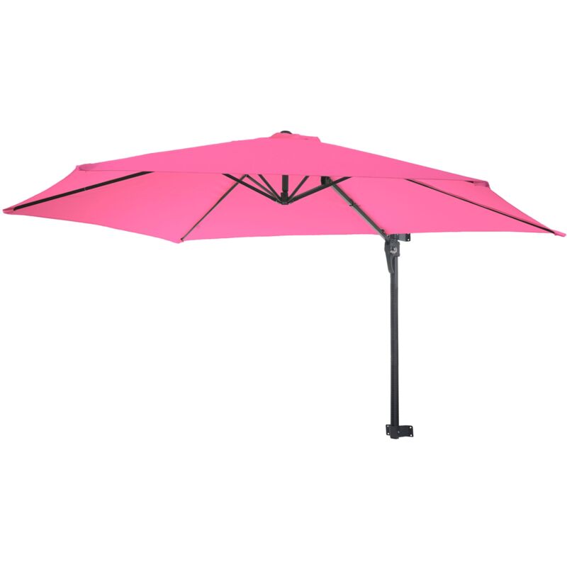 foto del prodotto d coshop26 ombrellone da muro per balcone terrazzo con palo basculante 3m poliestere alluminio acciaio 9kg colore rosa 040005637