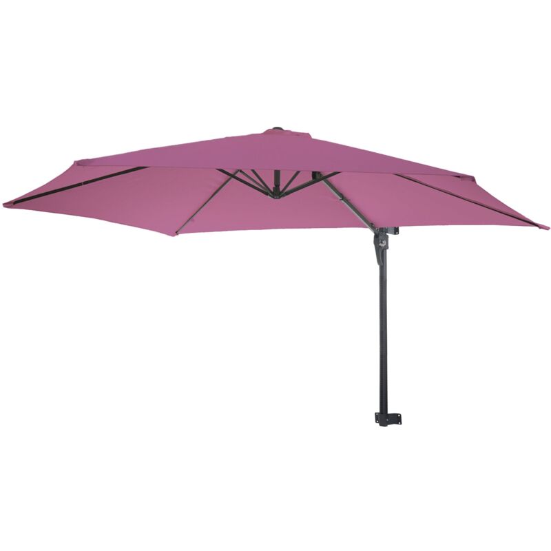 foto del prodotto d coshop26 ombrellone da muro per balcone terrazzo con palo basculante 3m poliestere alluminio acciaio 9kg colore rosso lavanda 040005638