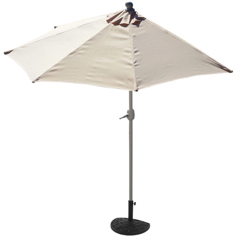 foto del prodotto d coshop26 ombrellone semicircolare balcone terrazzo uv 50 poliestere alluminio 3kg con portata 300 cm crema con supporto 040003847