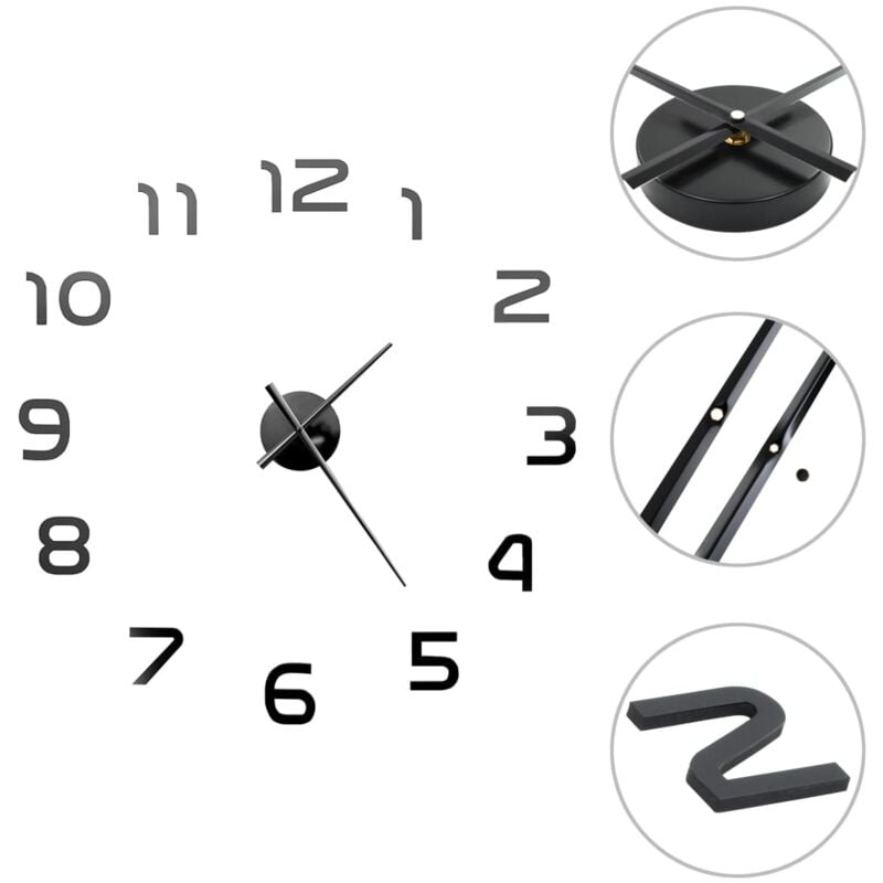 foto del prodotto d coshop26 orologio da parete 3d design moderno 100 cm xxl nero dec022270