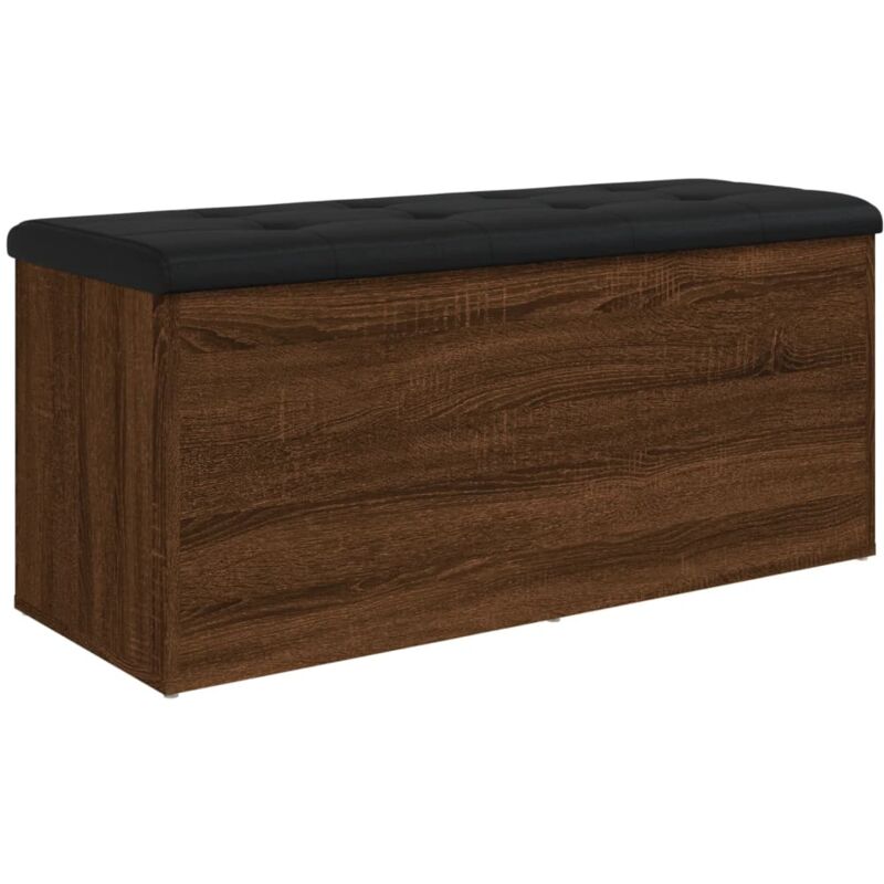foto del prodotto d coshop26 panca contenitore con cuscino nero 102 x 42 x 45 cm pannelli in mdf color rovere marrone dec024732