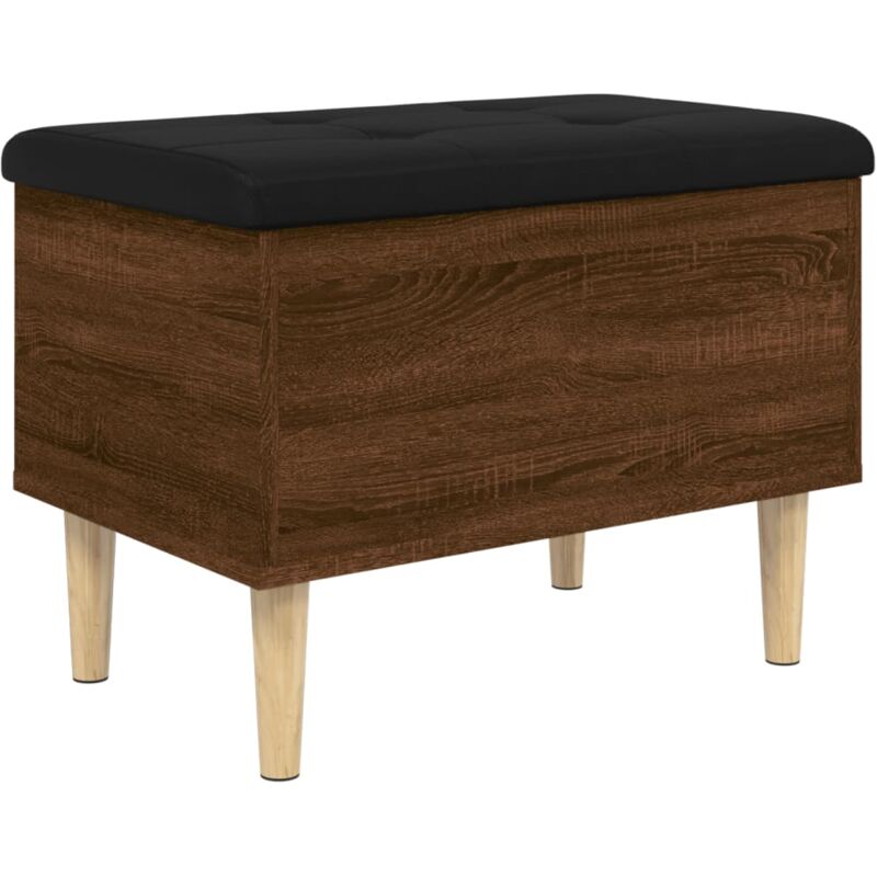 foto del prodotto d coshop26 panca contenitore con cuscino nero 62 x 42 x 46 cm pannelli in mdf color rovere marrone dec024740