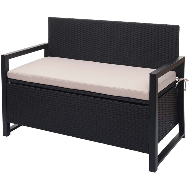 foto del prodotto d coshop26 panca da giardino 2 posti in polyrattan antracite contenitore portaoggetti cuscino beige 040004171