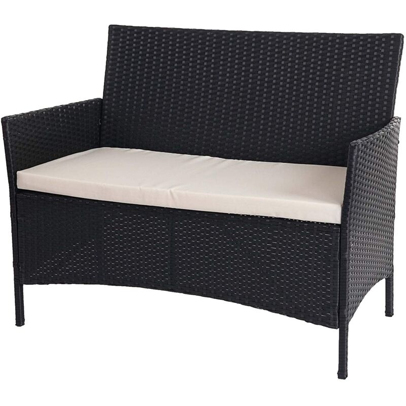 foto del prodotto d coshop26 panca da giardino in polyrattan antracite erica con cuscino crema mdj04134