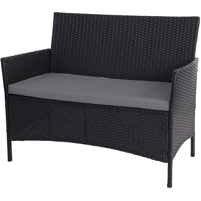 foto del prodotto d coshop26 panca da giardino in polyrattan antracite erica con cuscino grigio mdj04133